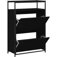 vidaXL Schoenenkast 75x34x112 cm bewerkt hout zwart