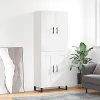 vidaXL Hoge Kast - Hoge Kasten - Dressoir - Buffetkast - -Hoge-kast-69-5x34x180-cm-bewerkt-hout-wit