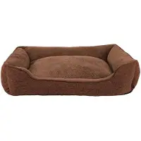 Lionto hondenbank, modern hondenbed met antislipbodem, afneembare hoes en pluche binnenkant, 110x80 cm, bruin