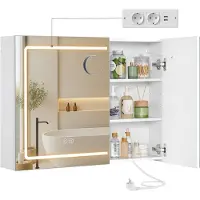 Vasagle Spiegelkast met verlichting en vergrotende spiegel voor badkamer, 80 x 60 cm