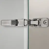 Sotech 2 x Salice universeel scharnier voor glas-of spiegeldeur 110° inkl. lineaire montageplaat Hoogte 3 mm met euroschroeven, excentrische aanpassing,meubelscharnier met afdekkappen