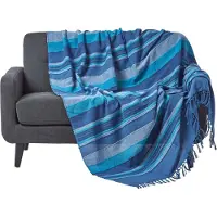 Homescapes Marokko sprei, blauwe strepen, 225 x 255 cm