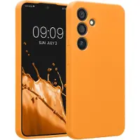 Kwmobile telefoonhoesje geschikt voor Samsung Galaxy S24 - TPU backcover met siliconen coating - Smartphone case in fruitig oranje