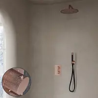 Saniclear Copper Curved Pro inbouw regendouche met 30cm hoofddouche en muurarm geborsteld koper
