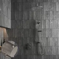 Saniclear Exclusive Curved inbouw regendouche met 30cm hoofddouche, muurarm en glijstang RVS