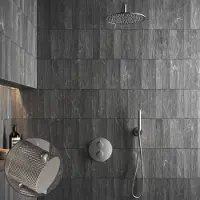 Saniclear Exclusive Curved inbouw regendouche rond met 20cm hoofddouche en muurarm RVS