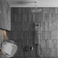 Saniclear Talpa Stripes inbouw regendouche rond met 20cm hoofddouche, plafondarm en glijstang chroom