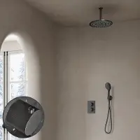 Saniclear Iron Stripes inbouw regendouche met 20cm hoofddouche, plafondarm en 2 standen handdouche verouderd ijzer - gunmetal