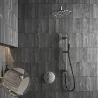 Saniclear Exclusive Curved Pro inbouw regendouche rond met 20cm hoofddouche, muurarm en glijstang RVS
