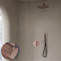 Saniclear Copper Curved Pro inbouw regendouche rond met 30cm hoofddouche en muurarm geborsteld koper