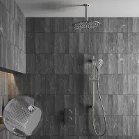 Saniclear Talpa Curved inbouw regendouche met 30cm hoofddouche, plafondarm, 2 standen handdouche en glijstang chroom