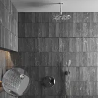 Saniclear Talpa Curved inbouw regendouche rond met 20cm hoofddouche, plafondarm en 2 standen handdouche chroom