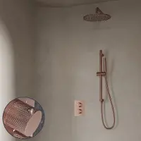 Saniclear Copper Curved inbouw regendouche met 20cm hoofddouche, muurarm en glijstang geborsteld koper