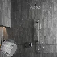 Saniclear Talpa Stripes inbouw regendouche rond met 30cm hoofddouche, muurarm en glijstang chroom