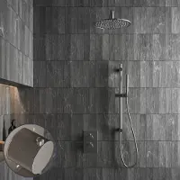 Saniclear Exclusive Stripes inbouw regendouche met 30cm hoofddouche, muurarm en glijstang RVS
