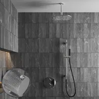 Saniclear Talpa Curved Pro inbouw regendouche rond met 20cm hoofddouche, plafondarm en glijstang chroom