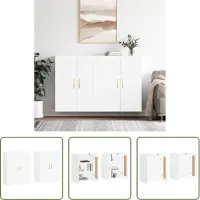 The Living Store Wandmeubel - Wandkast - 69.5 x 34 x 90 cm - wit - bewerkt hout en ijzer
