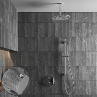 Saniclear Talpa Curved inbouw regendouche rond met 20cm hoofddouche, plafondarm en glijstang chroom