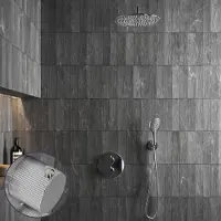 Saniclear Talpa Stripes inbouw regendouche rond met 20cm hoofddouche, muurarm en 2 standen handdouche chroom