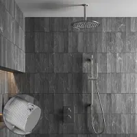 Saniclear Talpa Stripes inbouw regendouche met 20cm hoofddouche, plafondarm en glijstang chroom