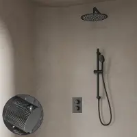 Saniclear Iron Curved inbouw regendouche met 20cm hoofddouche, muurarm, 2 standen handdouche en glijstang verouderd ijzer - gunmetal