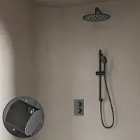 Saniclear Iron Stripes inbouw regendouche met 30cm hoofddouche, muurarm, 2 standen handdouche en glijstang verouderd ijzer - gunmetal