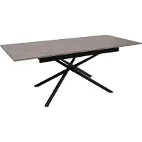 Mendler Eettafel -O57, uitschuifbare eettafel, ijzer MDF uitschuifbaar 160-200x90cm ~ marmerlook grijs