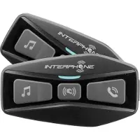 Interphone U-COM 2, dubbele set, 600 meter, A2DP, AVRCP, HFP, zwart, waterdicht, IP67, 10 uur batterijduur