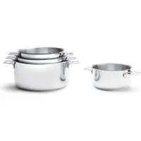 De Buyer Set van 4 roestvrijstalen pannen (14/16/18/20 cm) + 1 handgreep + 2 handgrepen, merk , model 3491.04
