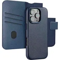 Accezz Leather Bookcase 2-in-1 met MagSafe voor de Apple iPhone 16 Pro Max - Nightfall Blue