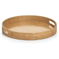 Zeller Glazen/kopjes dienblad van bamboe hout 38 x 5 cm rond model - Dienbladen