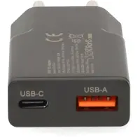 Nedis USB lader | USB-C PD en USB-A QC | GaN | 20W | zwart