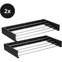 Vitapur Wasrek 2 stuks - Droogrek - Hangend - Wanddroogrek inklapbaar - Droogrekken - Inklapbaar - 80 x 40 cm - 4 meter drooglengte - Zwart - 2 stuks