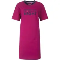 Irresistible Dames Nachthemd - In for the night Tekst - Fuchsia - Maat 3XL