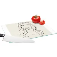KitchenYeah Glazen Snijplank - 28x20 - Vrouwen - Quotes - Line art - Tekst - Snijplanken Glas