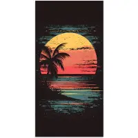PosterMonkey Poster 80x160 cm - Strand - Minimalistisch - Zon - Oranje - Posters - Kamer decoratie - Wanddecoratie woonkamer - Muurdecoratie slaapkamer