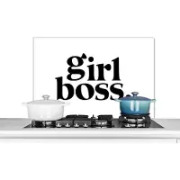 KitchenYeah Spatscherm keuken 80x55 cm - Kookplaat achterwand Spreuken - Girl boss - Quotes - Muurbeschermer - Spatwand fornuis - Hoogwaardig aluminium