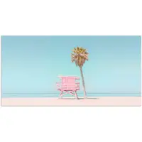 PosterMonkey Poster 160x80 cm - Palmboom - Strandhuis - Roze - Posters - Kamer decoratie - Wanddecoratie woonkamer - Muurdecoratie slaapkamer