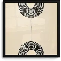 PosterMonkey Poster in lijst - Fotolijst 40x40 cm - Posters - Geometrische bogen - Minimalistisch - Symmetrisch - Posterlijst zwart - Decoratie - Wanddecoratie woonkamer - Muurdecoratie slaapkamer