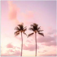PosterMonkey Poster 50x50 cm - Palmbomen - Paars - Wolken - Lucht - Posters - Kamer decoratie - Wanddecoratie woonkamer - Muurdecoratie slaapkamer