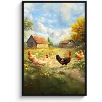 PosterMonkey Poster in lijst - Fotolijst 80x120 cm - Posters - Kippen - Landelijke rust - Natuur - Posterlijst zwart - Decoratie - Wanddecoratie woonkamer - Muurdecoratie slaapkamer