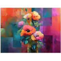 PosterMonkey Poster 120x90 cm - Geometrische kleurvlaken - Modern - Fantasiebloemen - Posters - Kamer decoratie - Wanddecoratie woonkamer - Muurdecoratie slaapkamer
