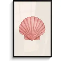 PosterMonkey Poster in lijst - Fotolijst 80x120 cm - Posters - Schelp - Roze - Ribbels - Posterlijst zwart - Decoratie - Wanddecoratie woonkamer - Muurdecoratie slaapkamer