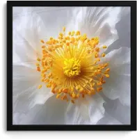 PosterMonkey Poster in lijst - Fotolijst 40x40 cm - Posters - Wit - Bloem - Elegant - Posterlijst zwart - Decoratie - Wanddecoratie woonkamer - Muurdecoratie slaapkamer