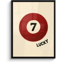 PosterMonkey Poster in lijst - Fotolijst 60x80 cm - Posters - Cirkel - Zeven - Lucky - Rood - Posterlijst zwart - Decoratie - Wanddecoratie woonkamer - Muurdecoratie slaapkamer