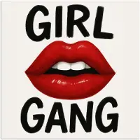 PosterMonkey Poster 75x75 cm - Lip - Girl - Rood - Letters - Posters - Kamer decoratie - Wanddecoratie woonkamer - Muurdecoratie slaapkamer