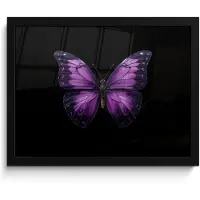 PosterMonkey Poster in lijst - Fotolijst 40x30 cm - Posters - Vlinder - Paars - Levendig - Posterlijst zwart - Decoratie - Wanddecoratie woonkamer - Muurdecoratie slaapkamer
