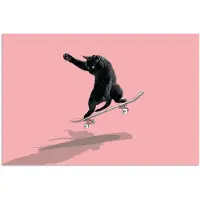 PosterMonkey Poster 30x20 cm - Kat - Skateboard - Roze - Posters - Kamer decoratie - Wanddecoratie woonkamer - Muurdecoratie slaapkamer