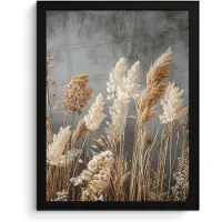 PosterMonkey Poster in lijst - Fotolijst 30x40 cm - Posters - Gedroogde Veldbloemen - Grijs - Beton - Posterlijst zwart - Decoratie - Wanddecoratie woonkamer - Muurdecoratie slaapkamer