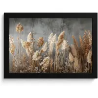 PosterMonkey Poster in lijst - Fotolijst 30x20 cm - Posters - Gedroogde Veldbloemen - Grijs - Beton - Posterlijst zwart - Decoratie - Wanddecoratie woonkamer - Muurdecoratie slaapkamer
